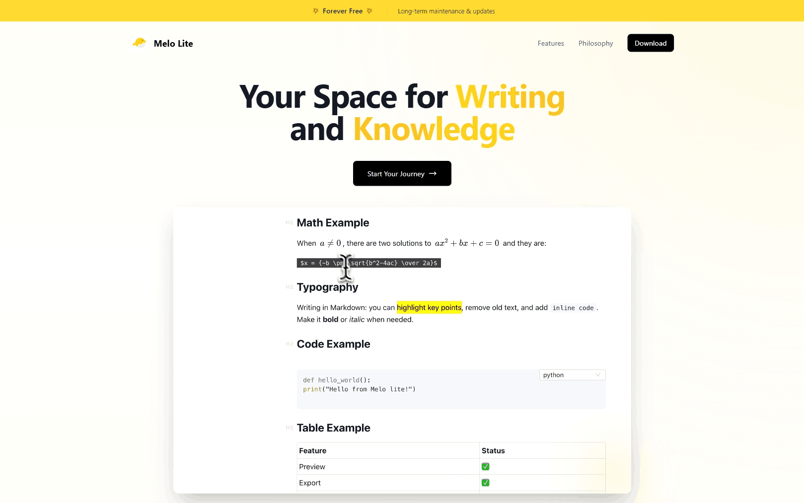 Melo Lite:Mac 上的 Markdown 笔记软件,提供简洁高效的笔记工作空间,支持本地存储、实时预览和无干扰写作环境